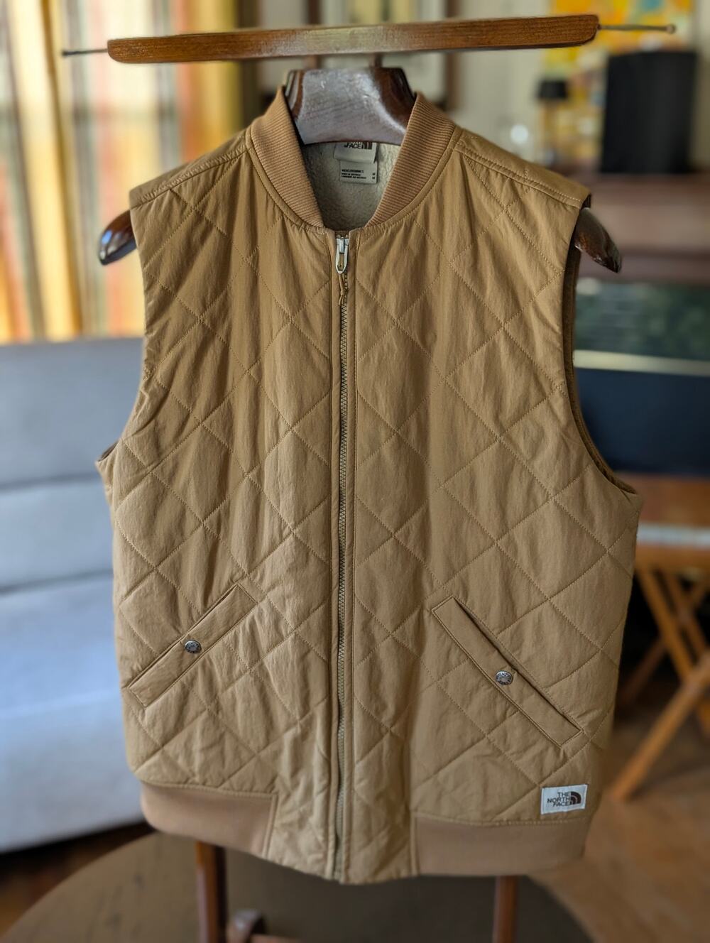 The North Face Quilted Sherpa Lined Vest Tan Khaki Men's Size Medium